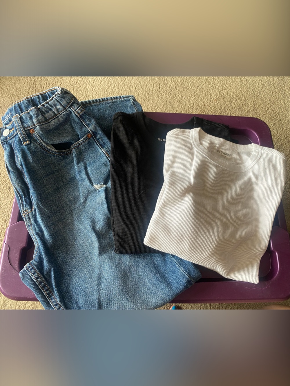 Kids Denim Jeans with Black and White Layering Tops